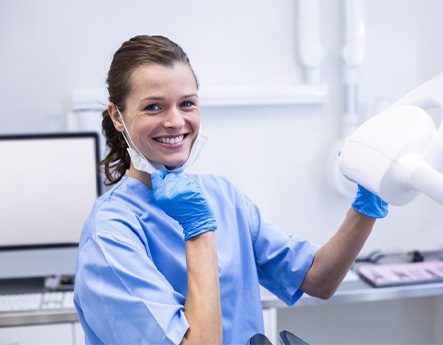 Dental hygienist smiles